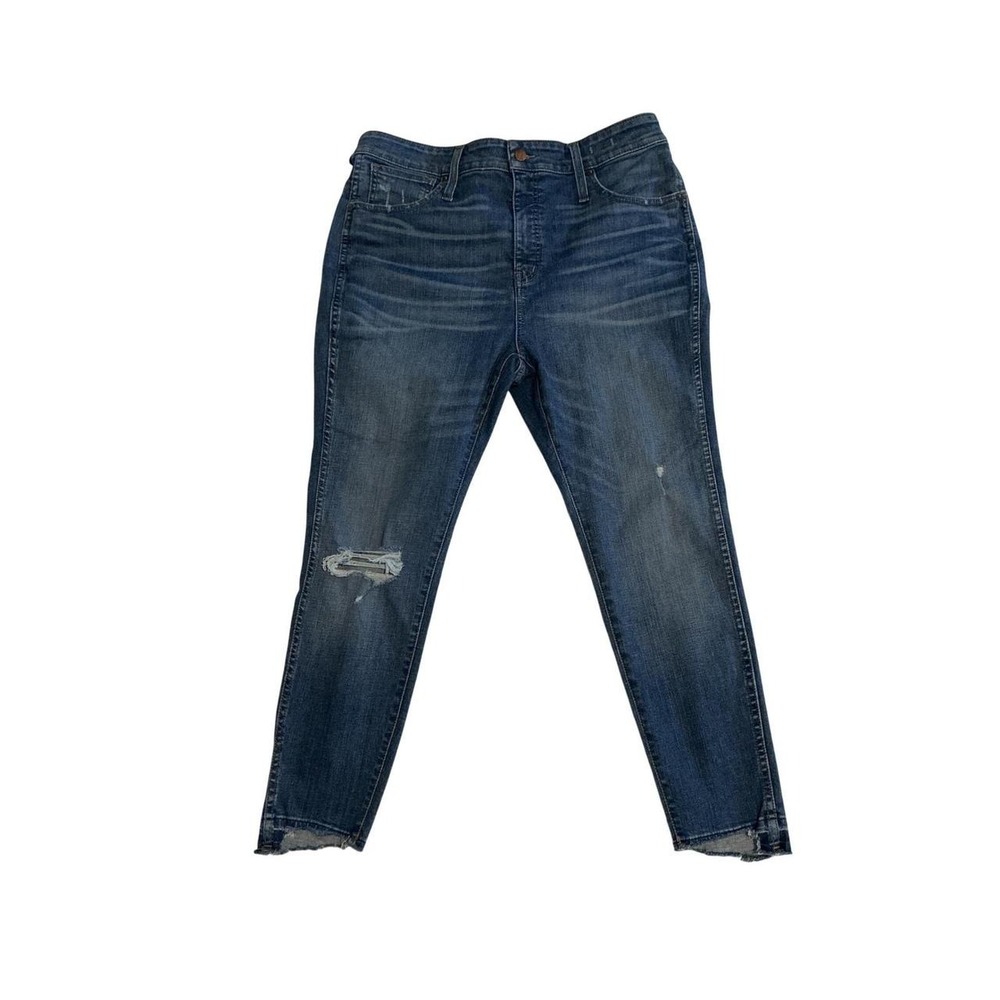 Madewell Curvy High-Rise Skinny Jeans Womens 33P‎ Blue Good Distressed Step Hem